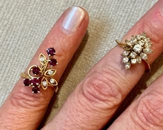14K & Garnet Ring (left) & 14K & Diamond Ring (right)