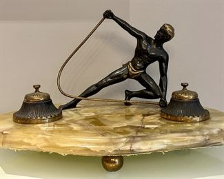 Antique Marble Desk Set with Greek God