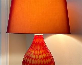 Red Dimpled Glass Lamp