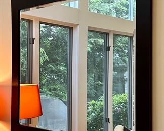 Beveled Glass Leather Mirror