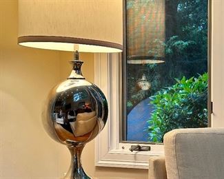 Chrome Lamp on Pedestal