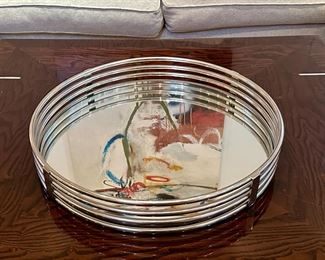 Z Gallerie Chrome & Glass Serving Tray