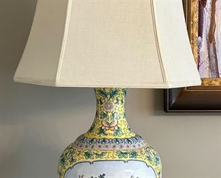 (2) Decorative Lamps with Peacocks & Butterflies