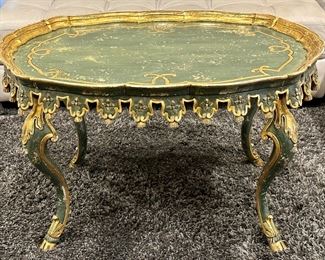 Carved Italian Tea Height Table with Gold Gilt