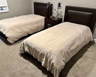 (2) Faux Leather Twin Platform Beds