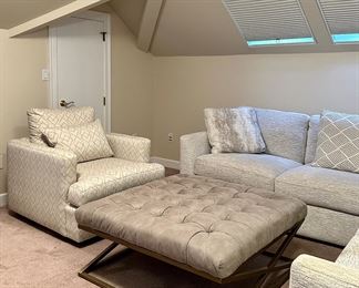 Microsuede Tufted Ottoman