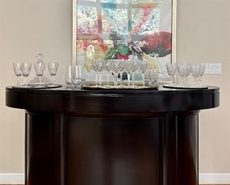 Marble Top Bar with Two Bar Stools, Chrome Accents