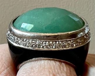 Sterling Ring with Green Stone
