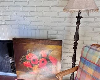 Antique hand painted wood card table.