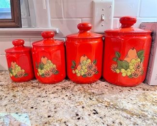 Set of amazing vintage Kromex canister set.