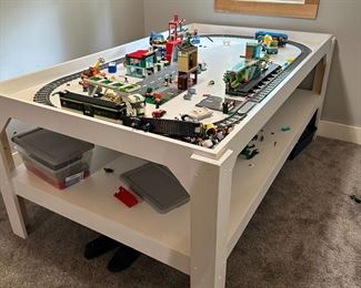 boys play table, legos not for sale
