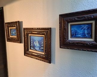 Art pieces signed, various other art around house on walls. 