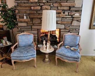 Down chairs covered in silk