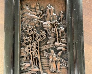 EARLY REPUBLIC PERIOD CHINESE WOOD CARVING PANEL 
