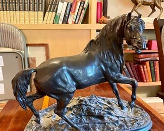 PIERRE JULES MENE (FRENCH, 1810-1879)
Cheval libre (Arab stallion)
signed 'P. J. Mêne'
late 19th c. Bronze  after Pierre Jules Mene.