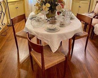 Four Mid Century Dining Chairs by Poul M. Volther marked Denmark. 