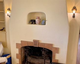 Antique Huge Spanish Wrought Iron Andirons