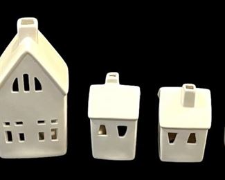 White Ceramic Light Up Houses