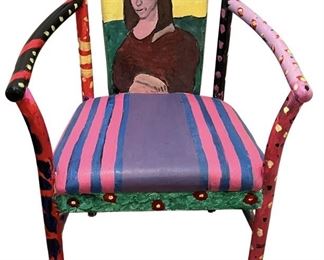 Painted Chair with Portrait of Freda Kahlo