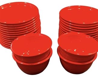 Red Crate Barrel Dinner Set