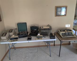 vintage adding machines, printers and calculators