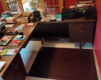 Vintage office desk, office supplies