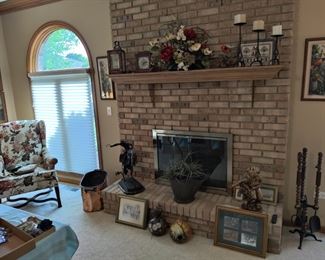 fireplace accessories, art, vintage home decor
