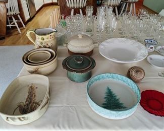 vintage dishes, glass, and crystal