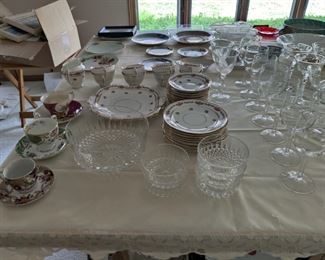 vintage dishes, glass, and crystal