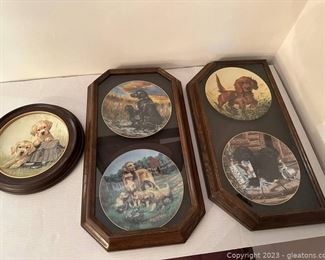 Adorable Framed Collectable Dog Plate Collection