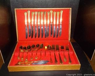 Beautiful Set of Cambridge Stainless Steel Flatware from Korea Gold Tone