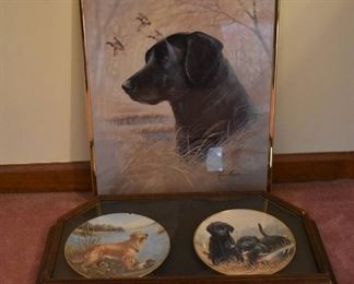 Framed Print Devoted Friend By Ruane Manning Franklin Mint and Hamilton Collection Dog Plates Framed