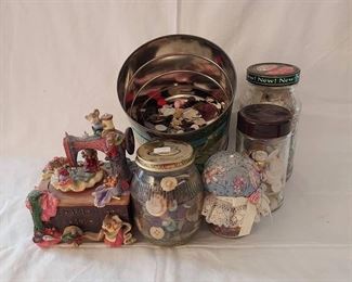 Lovely Sewing Music Box and Buttons and More Buttons