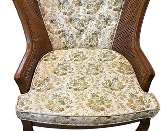 Mid Century Woven Cane Wingback Chair