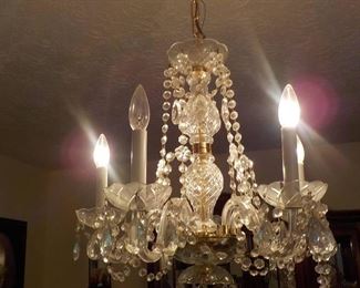 Pretty Chandelier Made of Crystal and Acrylic Beads Glass and Gold Tone Metal Is Electric