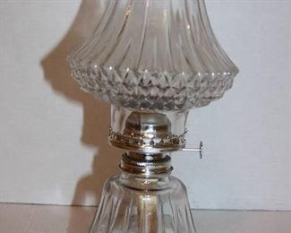 Vintage Diamond Cut Possibly Crystal Oil Lamp