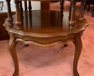 Vintage Mersman 2 Tier Coffee End Table with Glass Top
