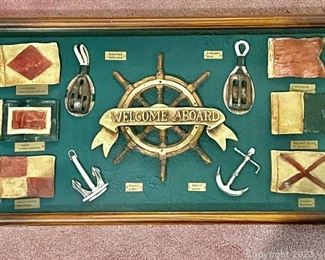Vintage Sailor Tool and Nautical Display Framed Shadow Box