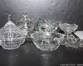 Vintage Set of 2 Anchor Hocking Glass Candle Holders Vintage 4 Piece Set Anchor Hocking Star of David Set and More