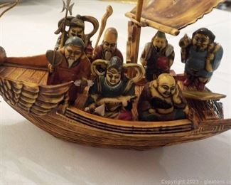 Vintage Small Asian Ship Model Probably of Takarabune Treasure Ship