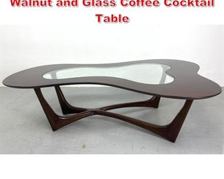 Lot 1 Erno Fabry Biomorphic Walnut and Glass Coffee Cocktail Table