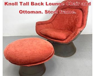 Lot 5 Rare WARREN PLATNER for Knoll Tall Back Lounge Chair and Ottoman. Steel frame. 