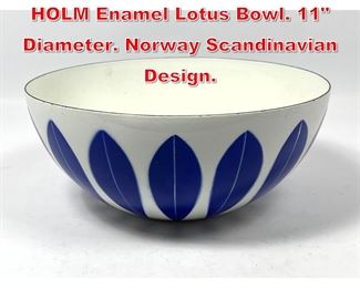 Lot 26 Blue and White CATHRINE HOLM Enamel Lotus Bowl. 11 Diameter. Norway Scandinavian Design. 