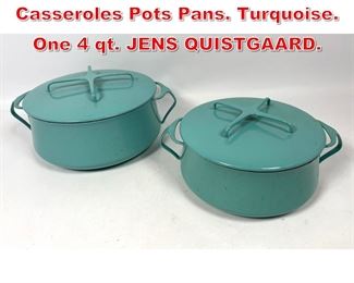 Lot 29 Pr DANSK Kobenstyle Casseroles Pots Pans. Turquoise. One 4 qt. JENS QUISTGAARD. 