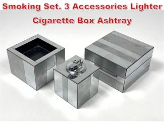Lot 49 Paul Evans Cityscape Smoking Set. 3 Accessories Lighter Cigarette Box Ashtray