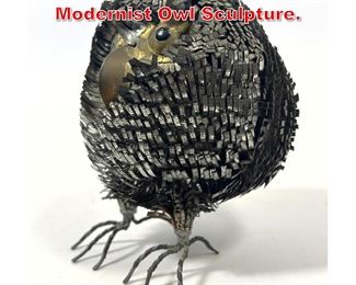 Lot 53 Cut Tin and Brass Brutalist Modernist Owl Sculpture. 