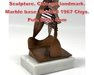 Lot 56 Metal Pablo Picasso Model Sculpture. Chicago landmark. Marble base. Marked 1967 Chgo. Pub. Bldg. Com