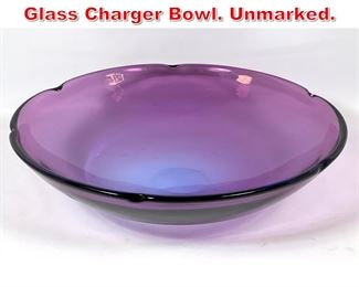 Lot 76 Large Lavender Murano Art Glass Charger Bowl. Unmarked. 