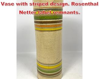 Lot 77 Tall BITOSSI Italian Pottery Vase with striped design. Rosenthal Netter label remnants. 