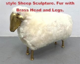 Lot 82 FrancoisXavier Lalanne style Sheep Sculpture. Fur with Brass Head and Legs.